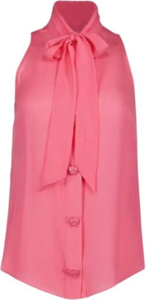 Moschino Zijden Overhemd met Lavallière Kraag Pink Dames