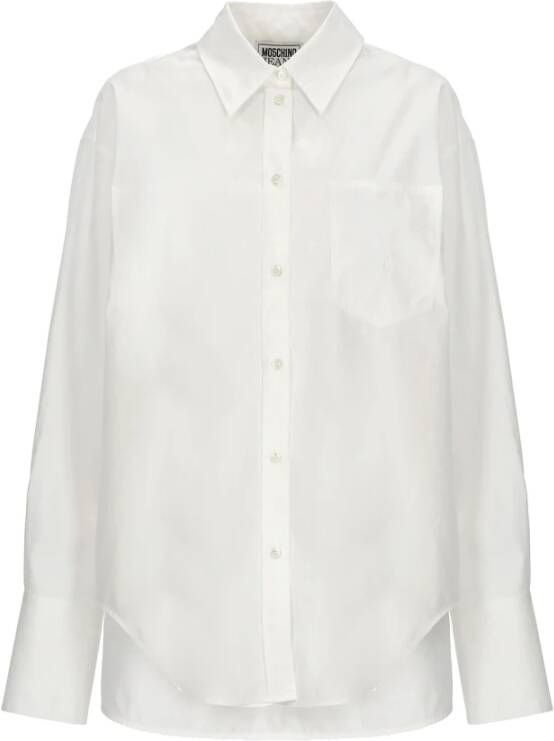 Moschino Witte Katoenen Overhemd met Asymmetrische Zoom White Dames