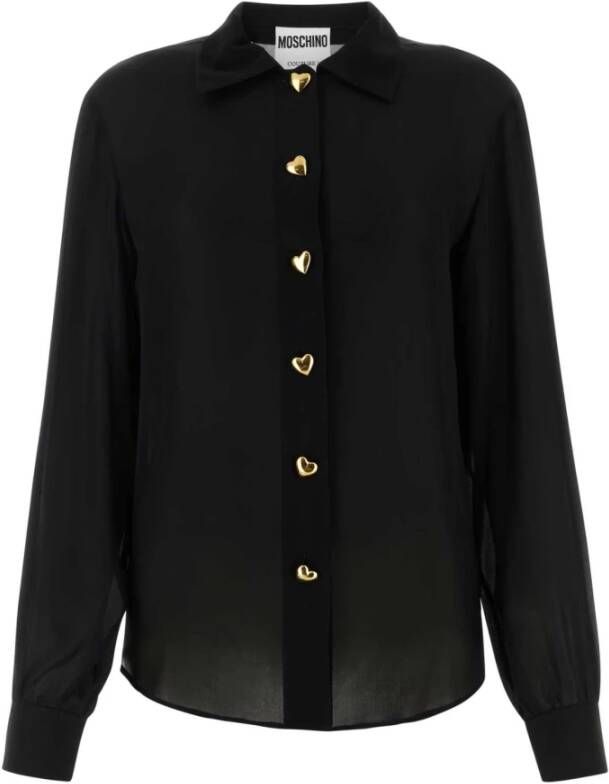 Moschino Luxe Zwarte Zijden Shirt Black Dames