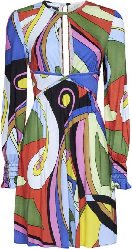 Moschino Gebloemde Jurk met Uitsnijding op de Rug en Diepe Halslijn Multicolor Dames