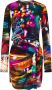 Moschino Multicolor Korte Jurk met Stadsprint en Strik Multicolor Dames - Thumbnail 5