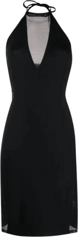 Moschino Jurk met micro-mesh halslijn Black Dames