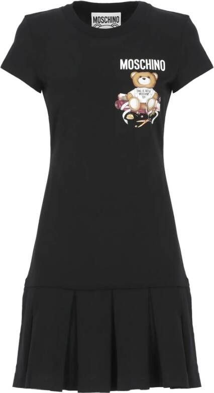 Moschino Zwarte Katoenen Jurk met Teddy Print Black Dames