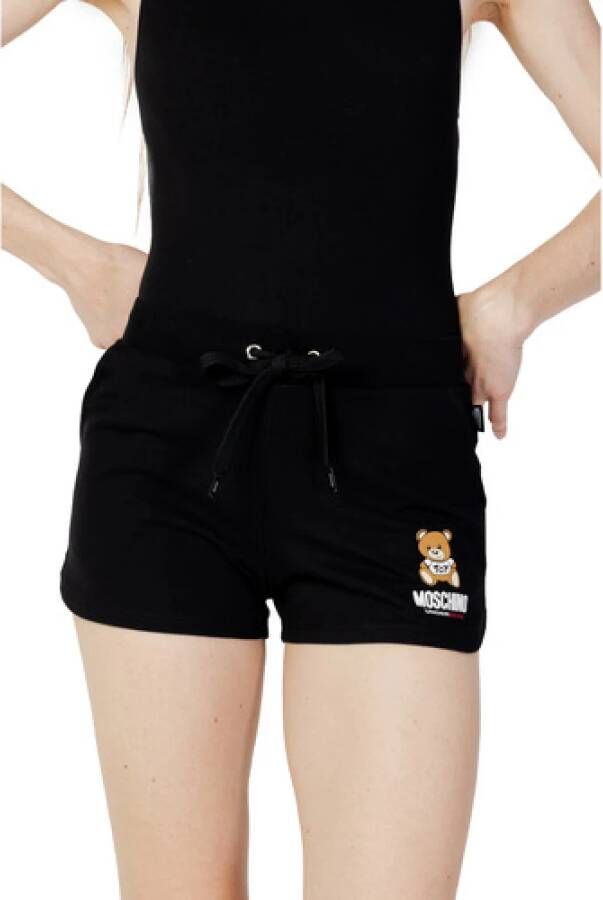 Moschino Logo Teddy Shorts Black Dames