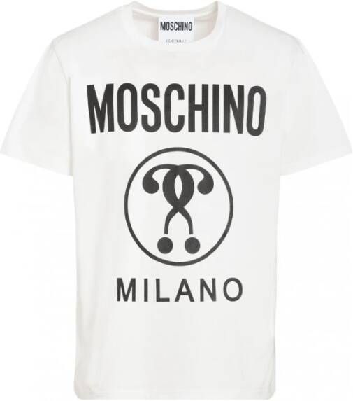 Moschino Double Question Mark Logo T-shirt White Heren