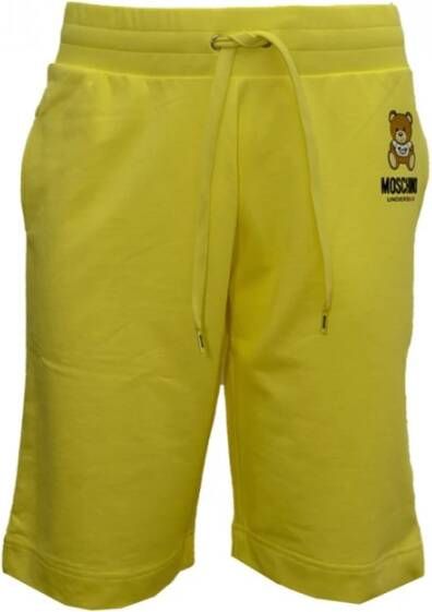 Moschino Gele casual shorts met logo detail Yellow Heren
