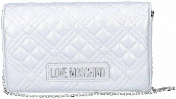Moschino Love Gewatteerde Zilveren Schoudertas Grijs Dames