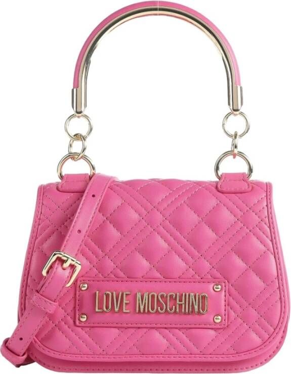 Love Moschino Gewatteerde Schoudertas met Metalen Logo Pink Dames