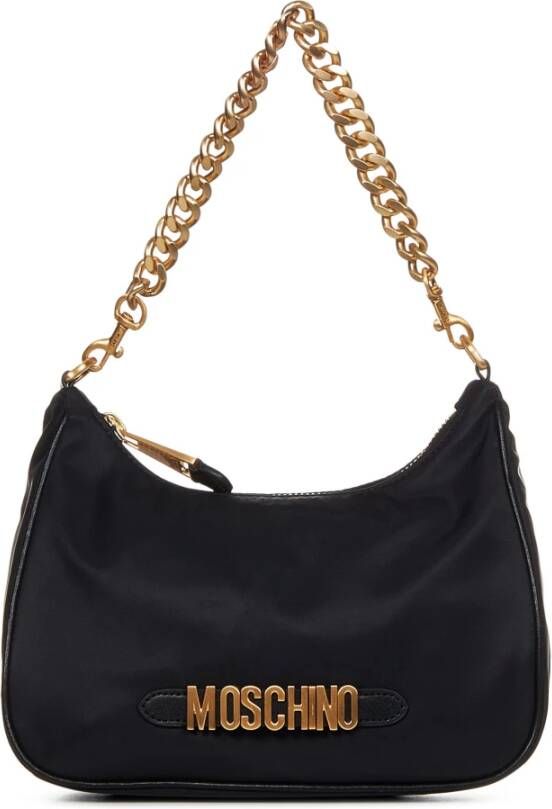 Moschino Zwarte tas met verwijderbaar kettinghandvat en verstelbare schouderriem Black Dames