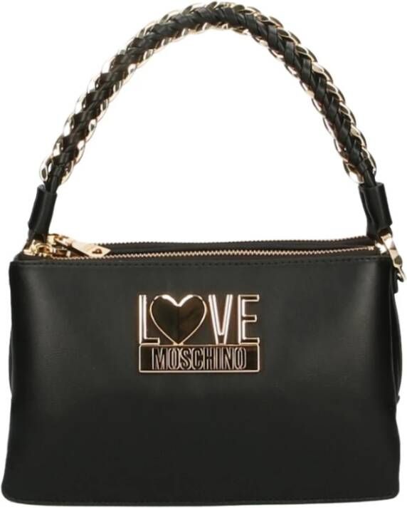 Love Moschino Elegante Zwarte Schoudertas van Eco-Leer Zwart Dames