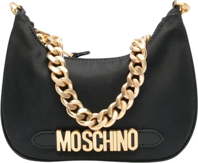 Moschino Zwarte Nylon Tas met Afneembaar Ketting Handvat Zwart Dames