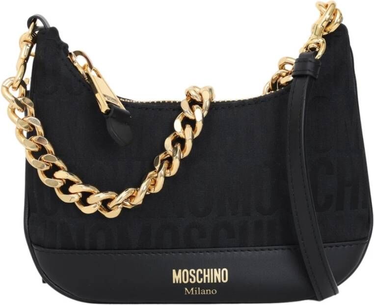 Moschino Zwarte Logo Schoudertas Stijlvol en veelzijdig Black Dames