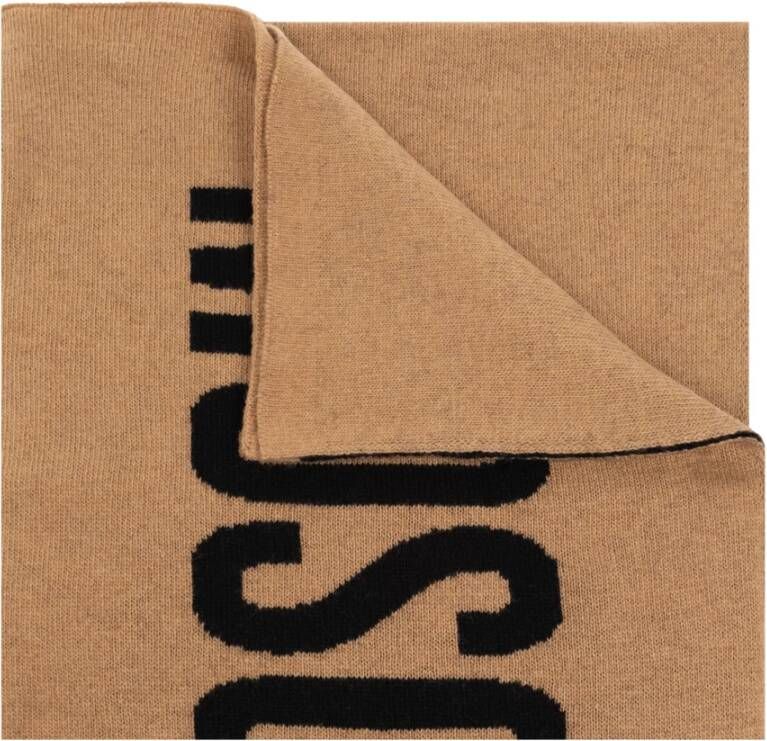 Moschino Sjaal met logo Beige Unisex
