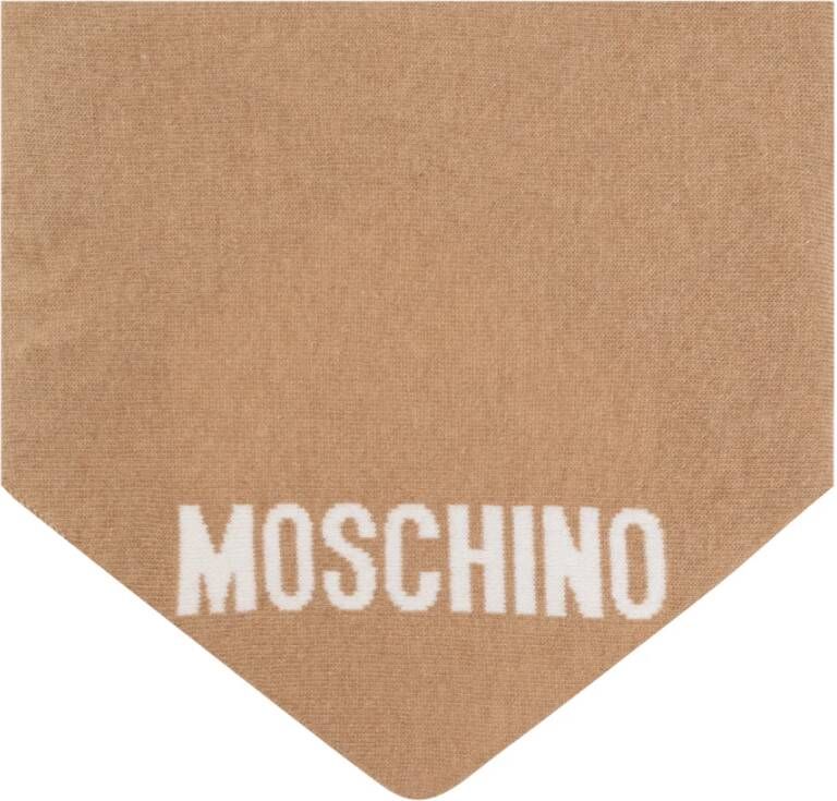 Moschino Sjaal met logo Beige Unisex