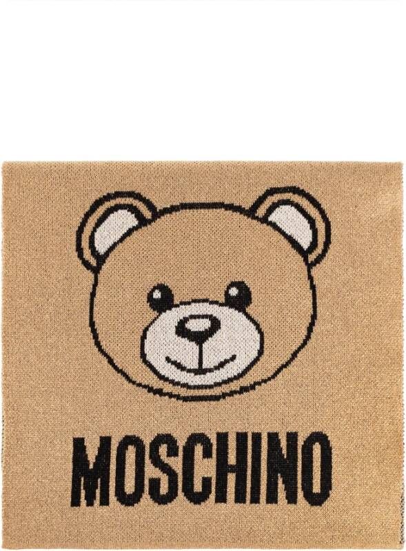 Moschino Sjaal met teddybeerprint Beige
