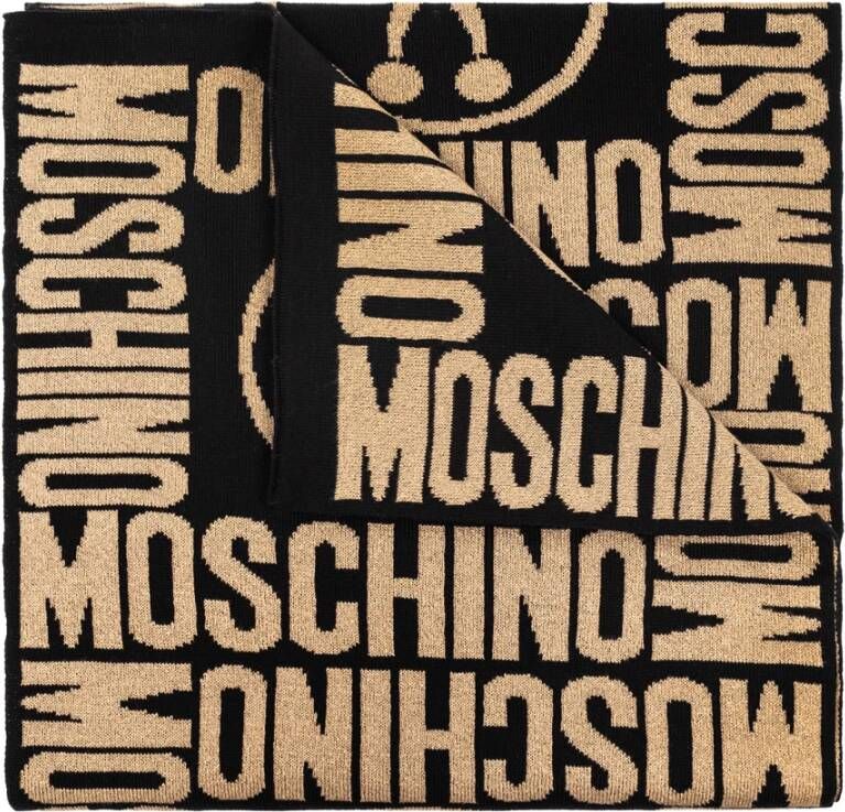Moschino Logo Multikleur Wollen Sjaal Black Dames