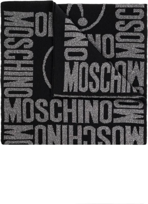 Moschino Logo Sjaal met Lurex Dubbelzijdig Black Dames