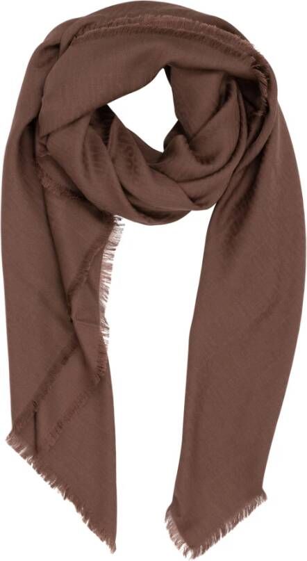 Moschino Luxe Logo Patroon Wol Zijde Blend Winter Sjaal Brown Dames
