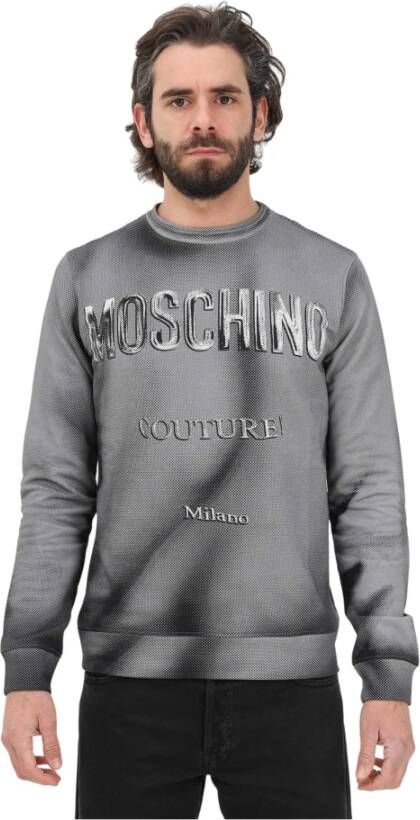 Moschino Katoenen Shadows Print Sweatshirt Gray Heren
