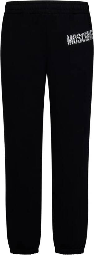 Moschino Zwarte sweatpants met kristallen logo Black Dames