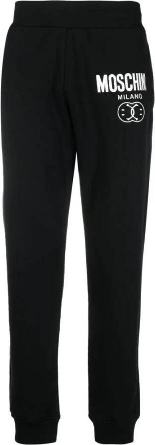 Moschino Katoenen Sweatpants met Elastische Taille en Smiley Logo Black Heren