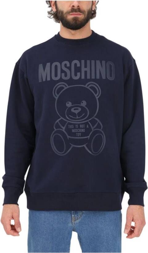 Moschino Blauwe Crewneck Sweatshirt met Rubberen Logo Blauw Heren