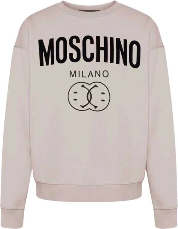 Moschino Double Smiley Logo Sweatshirt Gray Heren