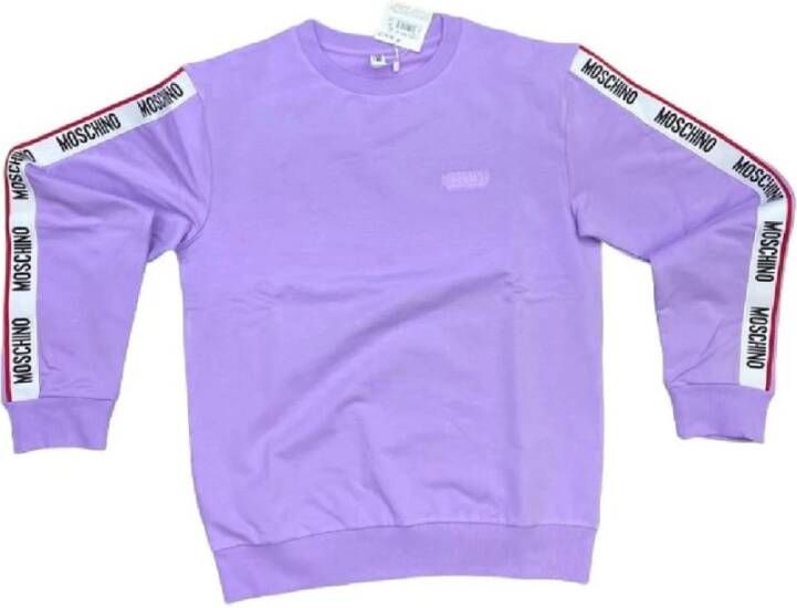 Moschino Warme Paarse Heren Sweater met Zijstrepen Purple Heren