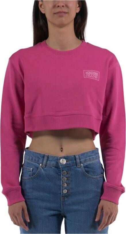 Moschino Dames Sweater met Logo voorop Pink Dames