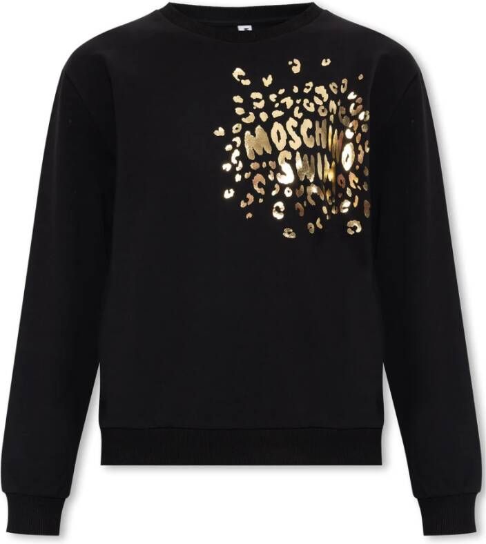 Moschino Zwarte katoenen sweatshirt met dierenprint Black Dames