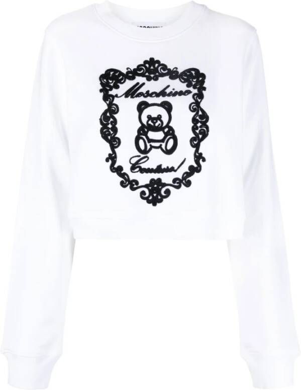 Moschino Wit Logo-Print Katoenen Sweatshirt White Dames