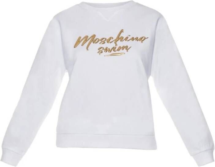 Moschino Trainingsshirt Witte Sweatshirt met Lange Mouwen en Elastische Tailleband White Dames
