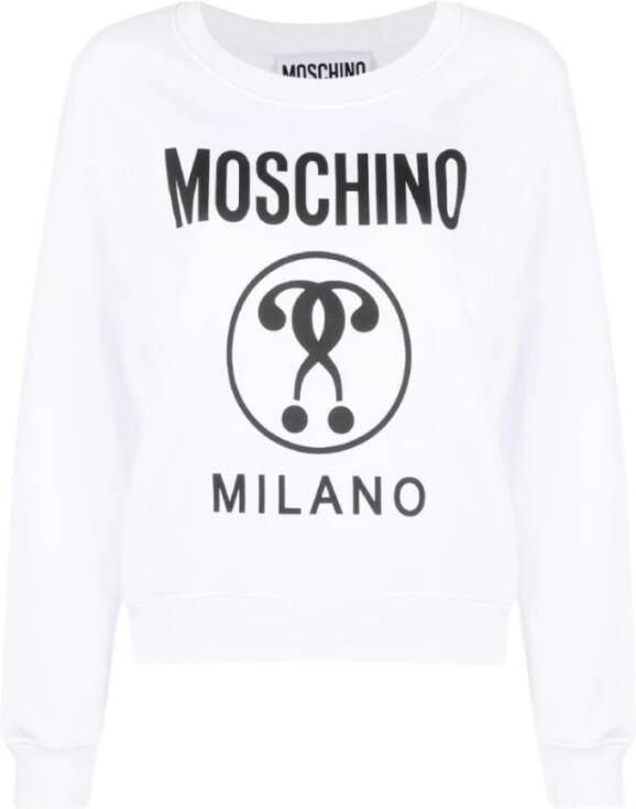 Moschino Double Question Mark Blanco Sweatshirt White Dames