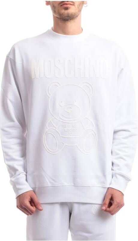 Moschino Organisch Katoenen Teddybeer Sweatshirt White Heren