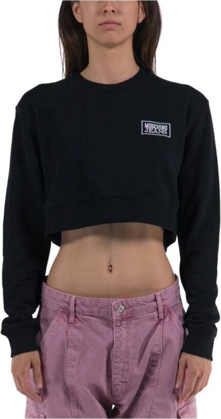 Moschino Dames Sweater met Logo voorop Black Dames