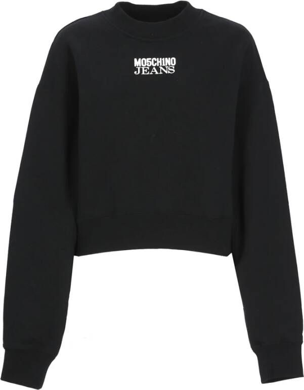 Moschino Zwarte Oversized Katoenen Sweatshirt met Logo Print Black Dames