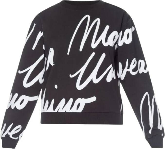 Moschino Logo All Over Crewneck Sweatshirt Black Dames