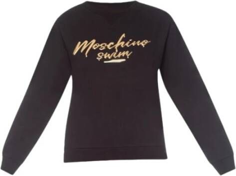 Moschino Zwarte sweatshirt met lange mouwen en goudkleurig Swim logo Brown Dames