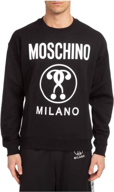 Moschino Zwarte Heren Sweatshirt met Dubbel Vraagteken Print Black Heren