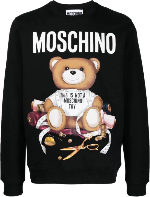 Moschino Zwarte Teddybeer Biologisch Katoenen Sweatshirt Black Heren