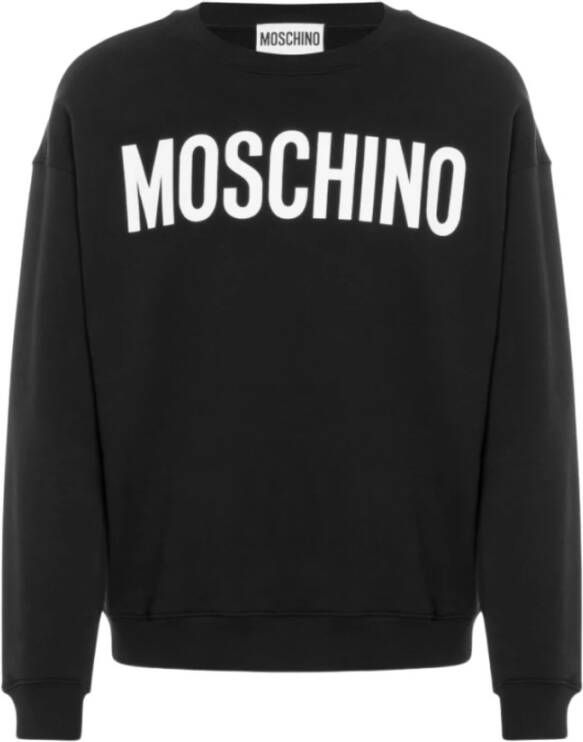 Moschino Zwarte Crewneck Sweatshirt voor Heren met Logo Print Black Heren
