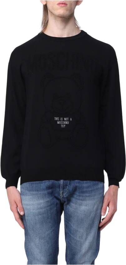 Moschino Teddybeer sweatshirt van zuivere wol Black Heren