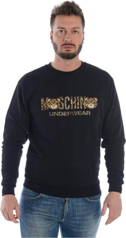 Moschino Stijlvolle Leopard Logo Sweatshirt Black Heren