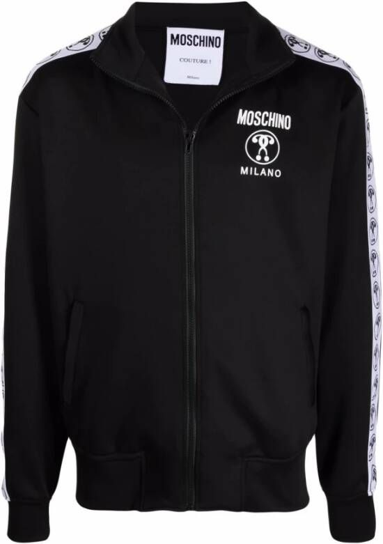 Moschino Stijlvolle Zwarte Logo Zip-Through Sweatshirt Black Heren