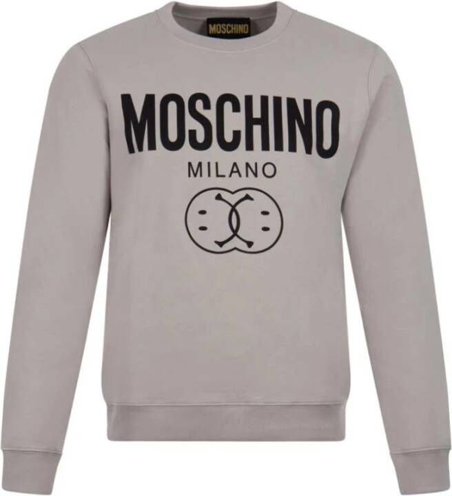 Moschino Double Smiley Logo Sweatshirt Gray Heren