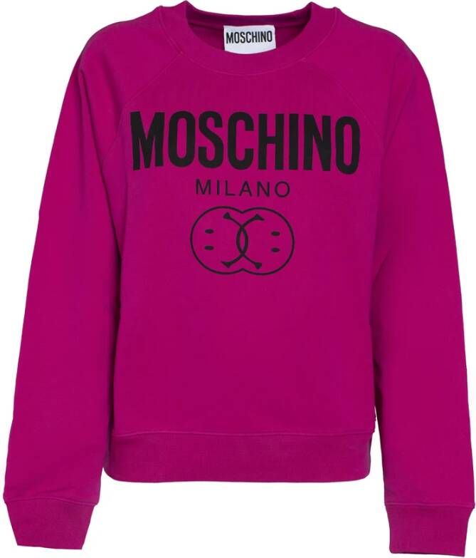 Moschino Fuchsia Dubbele Smile Sweatshirt Pink Dames