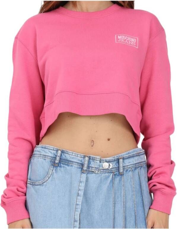 Moschino Dames Sweater met Logo voorop Pink Dames
