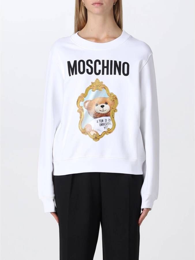 Moschino Luxe Spiegel Sweatshirt voor Vrouwen White Dames