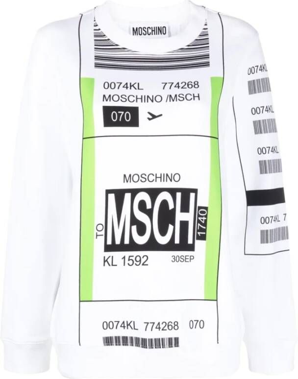 Moschino Maxi Tag Print Sweatshirt White Dames