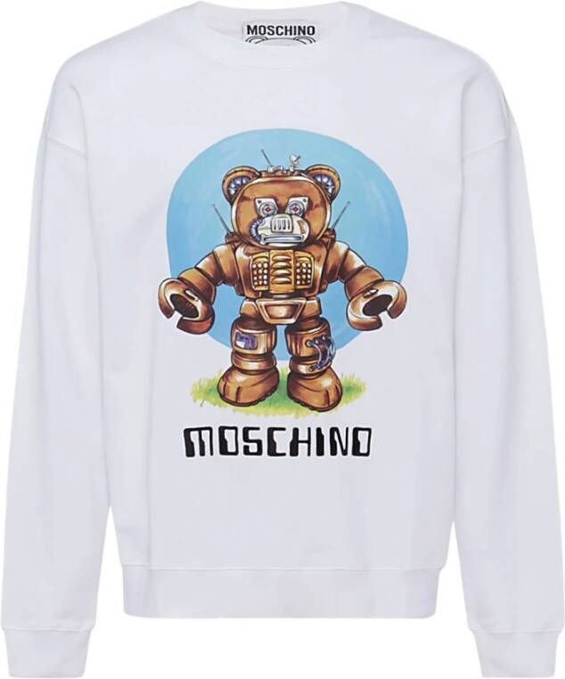 Moschino Witte Teddy Bear Robot Trainingsshirt White Heren